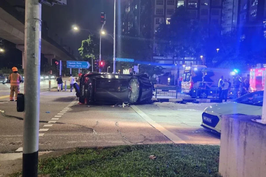 Man arrested for drink driving after accident in Punggol that left car flipped on side Man arrested for drink driving after accident in Punggol that left car flipped on side