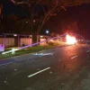 Man allegedly drove against traffic, hit school bus, left car in flames