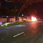 Man allegedly drove against traffic, hit school bus, left car in flames