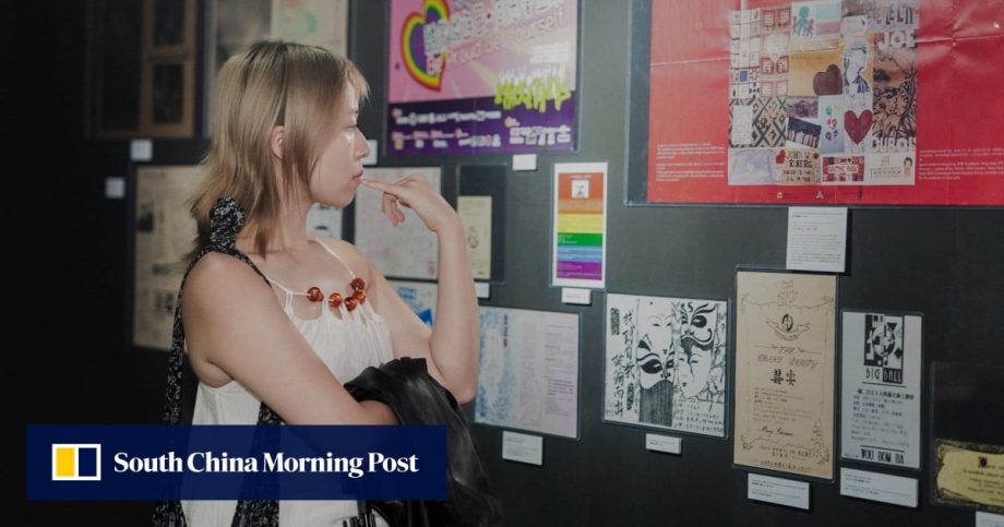 Hong Kong LGBTQ community gathers for pre-internet-era art show despite storm warning