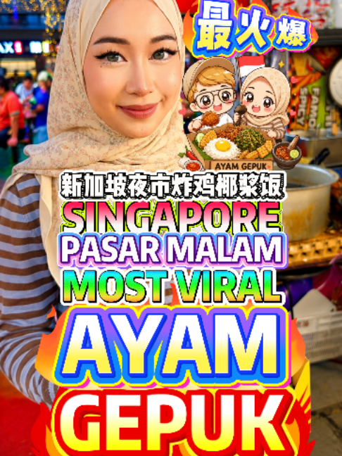 @bibipew Singapore’s Most Viral Ayam Gepuk? Pasar Malam Non-Stop Queues For This…