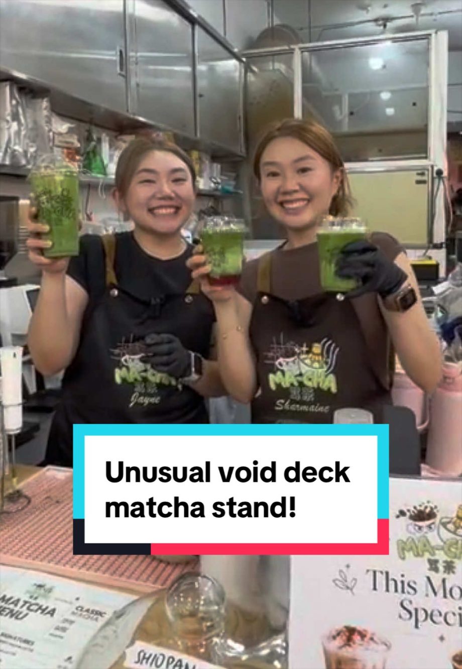@8dayseat These Gen Z hawkers run a matcha stand at an old-school void deck shop…