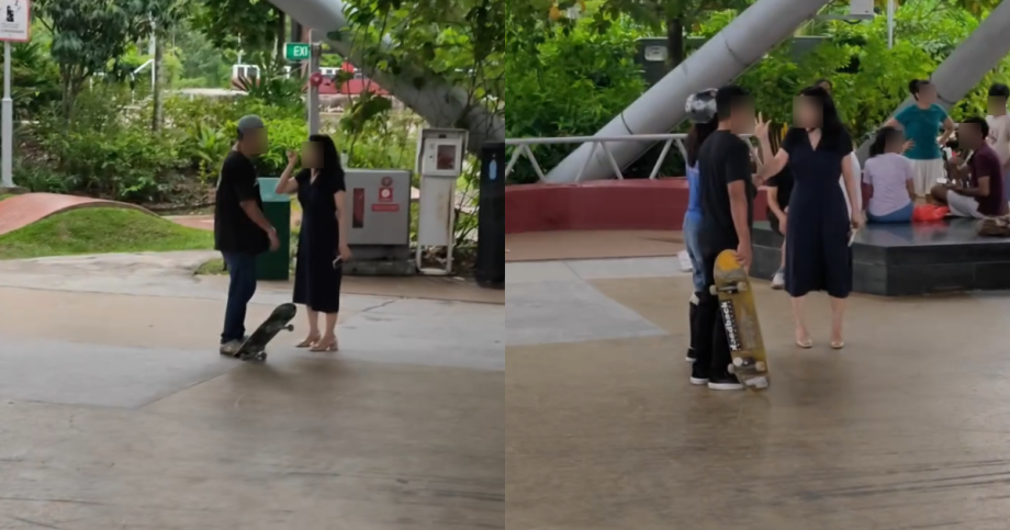 Woman confronts skateboarder for nearly hitting kid; netizens question her visit to Jurong skatepark, Singapore News Woman confronts skateboarder for nearly hitting kid; netizens question her visit to Jurong skatepark, Singapore News