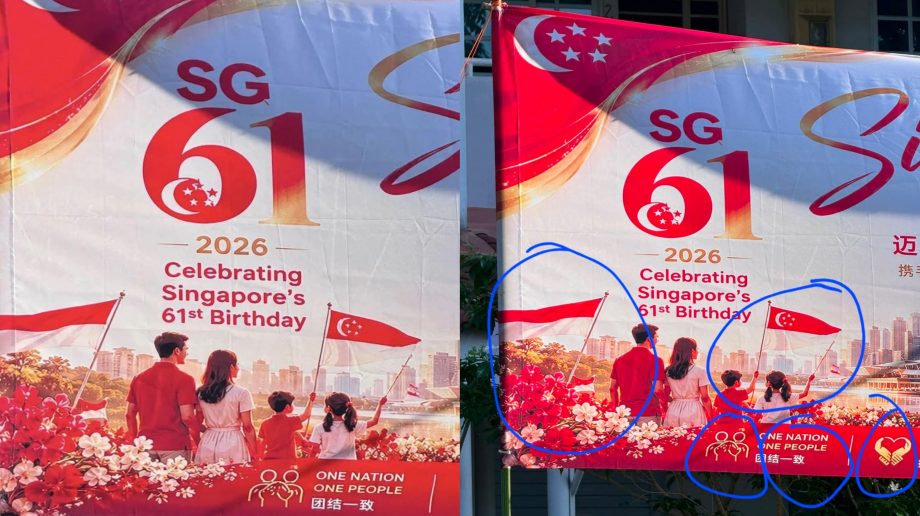 Singapore flag or Indonesia flag? AI-generated National Day banner causes outrage Singapore flag or Indonesia flag? AI-generated National Day banner causes outrage