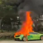 Heavy traffic on ECP after sports car catches fire; no injuries reported
