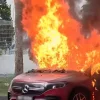 EV catches fire outside Woodlands HDB carpark; no injuries reported