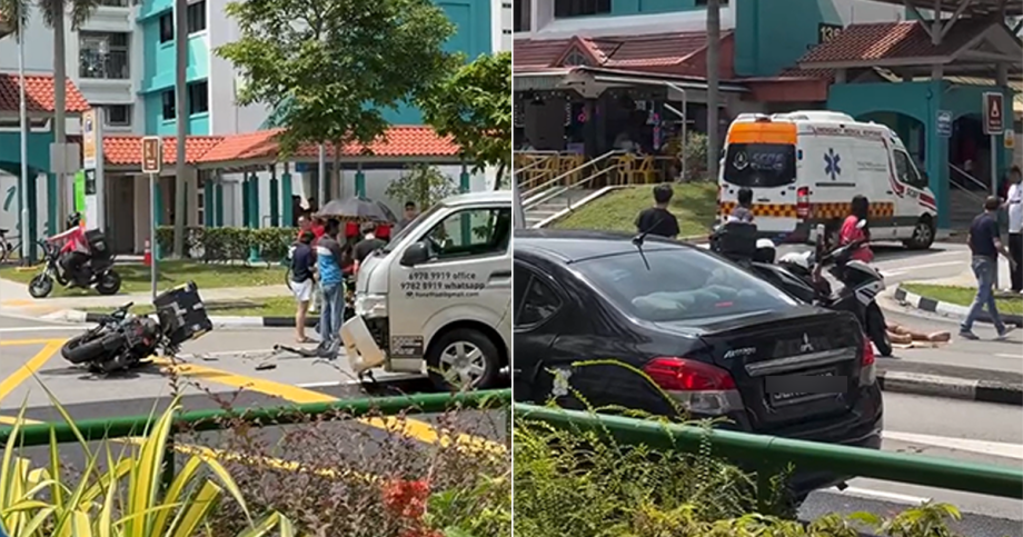 Motorcyclist lies injured on road after accident with van in Bedok; 5 bus services diverted, Singapore News Motorcyclist lies injured on road after accident with van in Bedok; 5 bus services diverted, Singapore News