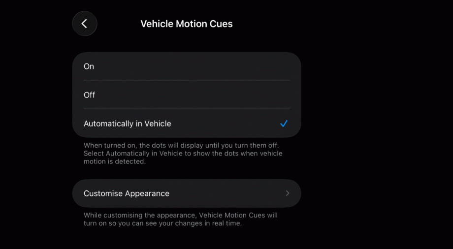 Reduce motion sickness with Apple’s Vehicle Motion Cues