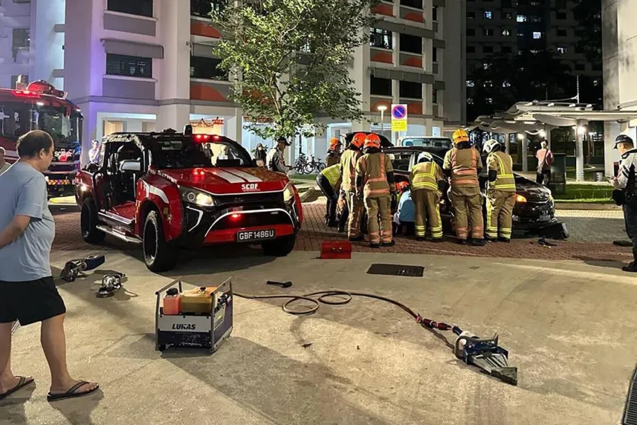Domestic helper rescued after leg was pinned under car in Sembawang