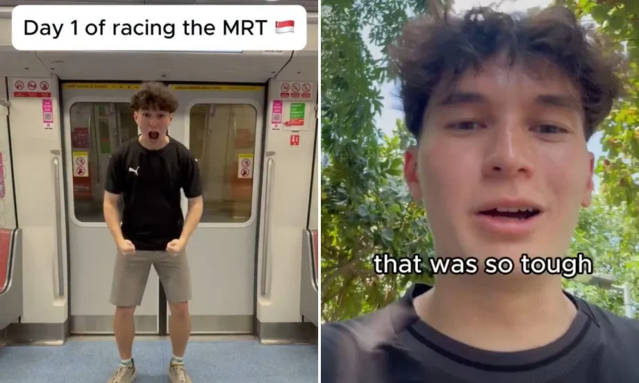 Influencer tries to outrun MRT in viral Singapore race