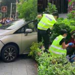 Car crashes into walkway outside Mandarin Gallery, 1 taken to hospital, Singapore News