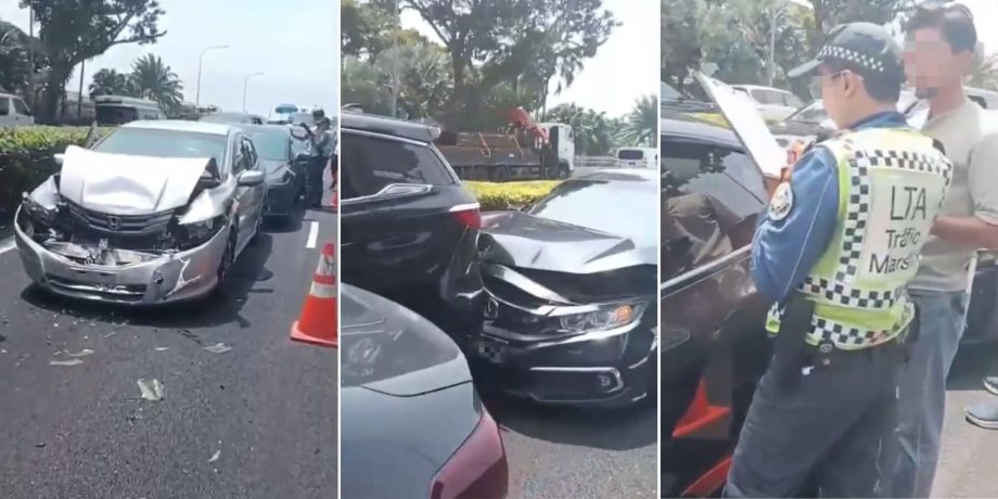 2 sent to hospital after 6-car chain collision along PIE, including 3 squashed in 1 lane 2 sent to hospital after 6-car chain collision along PIE, including 3 squashed in 1 lane