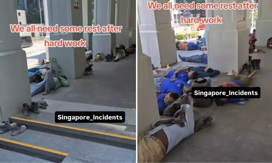 Migrant workers’ nap sparks need for rest areas Migrant workers’ nap sparks need for rest areas