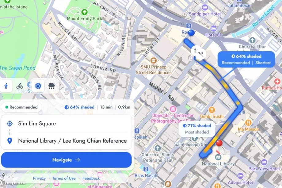 Undercover helps you find shaded routes in Singapore Undercover helps you find shaded routes in Singapore