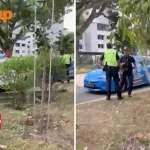 Police car and taxi involved in accident in Yio Chu Kang