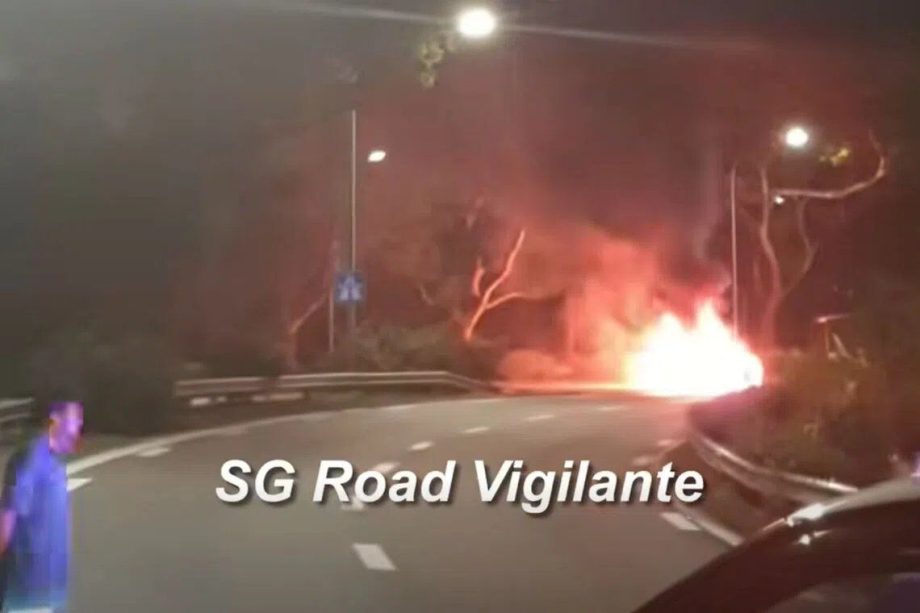 Two Singapore traffic cops taken to hospital for smoke inhalation after vehicle catches fire on BKE Two Singapore traffic cops taken to hospital for smoke inhalation after vehicle catches fire on BKE