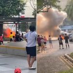 Car on fire in Singapore’s Toa Payoh carpark draws crowd, including kids