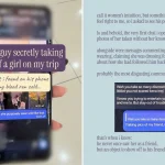 Tour guide catches man taking photos of female traveller