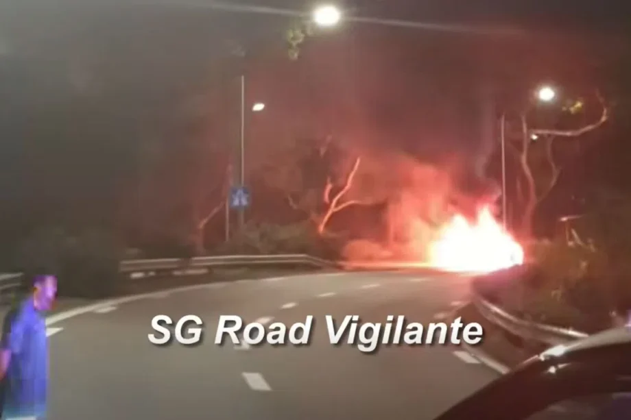 Two TP officers taken to hospital after BKE vehicle fire