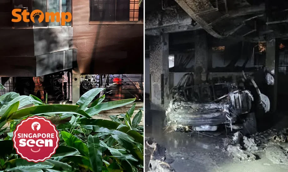 Car fire at Yishun condo Car fire at Yishun condo