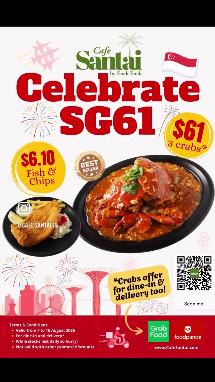 @cafe.santai.sg Come celebrate Singapore National Day and enjoy our SG61 promoti… @cafe.santai.sg Come celebrate Singapore National Day and enjoy our SG61 promoti…