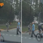 Cyclist runs red light, nearly hits pedestrians in Punggol
