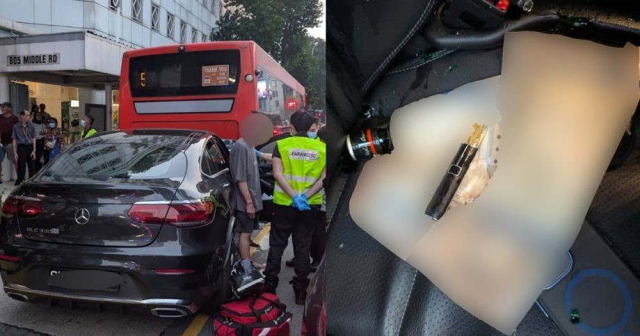 Car rear-ends bus in Middle Road, man arrested for driving under the influence of drugs, Singapore News