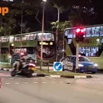 Traffic jam on Loyang Avenue due to water pipe repairs