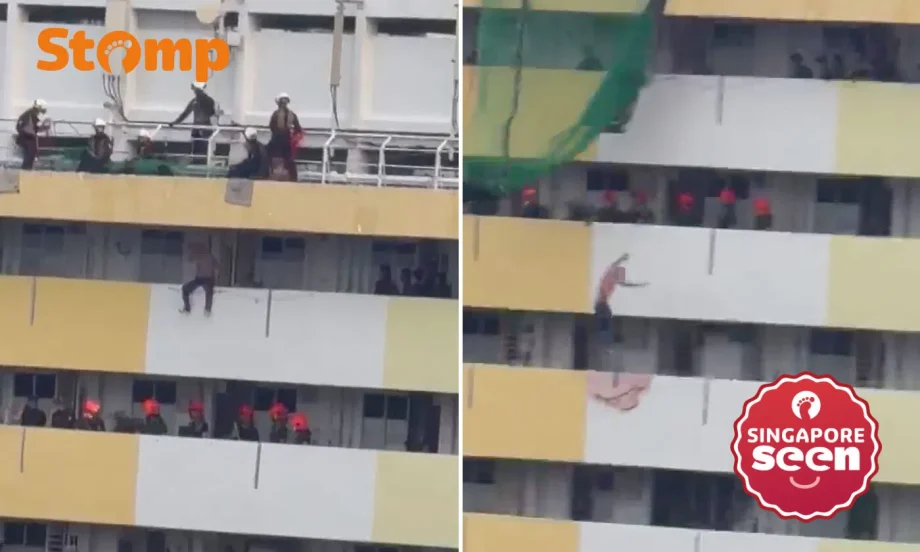 Man jumps from Ang Mo Kio ledge, saved and arrested Man jumps from Ang Mo Kio ledge, saved and arrested