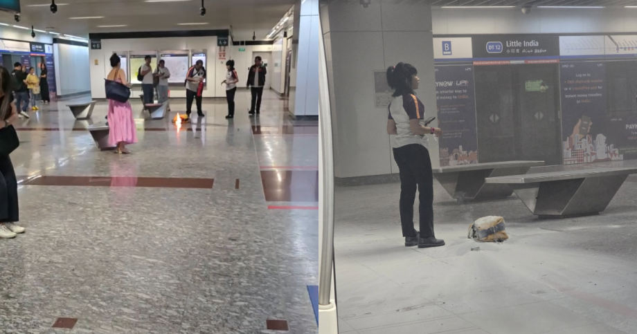 Power bank catches fire at Little India MRT station, extinguished by staff, Singapore News Power bank catches fire at Little India MRT station, extinguished by staff, Singapore News