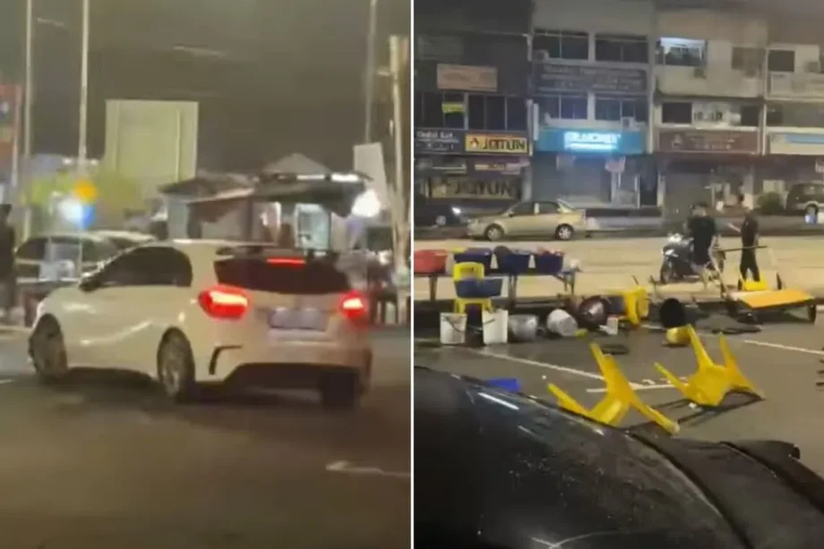 Singapore-registered car rams food stall in Johor Bahru Singapore-registered car rams food stall in Johor Bahru