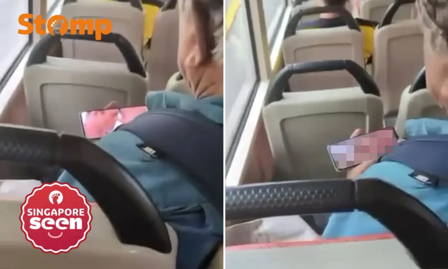 Passenger seen watching lewd video on Singapore bus Passenger seen watching lewd video on Singapore bus