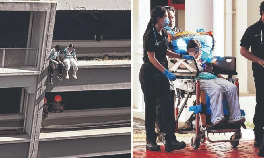 Teenage girls rescued from carpark ledge