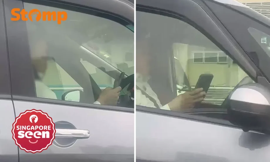 Man seen using phone while driving on Keppel Viaduct