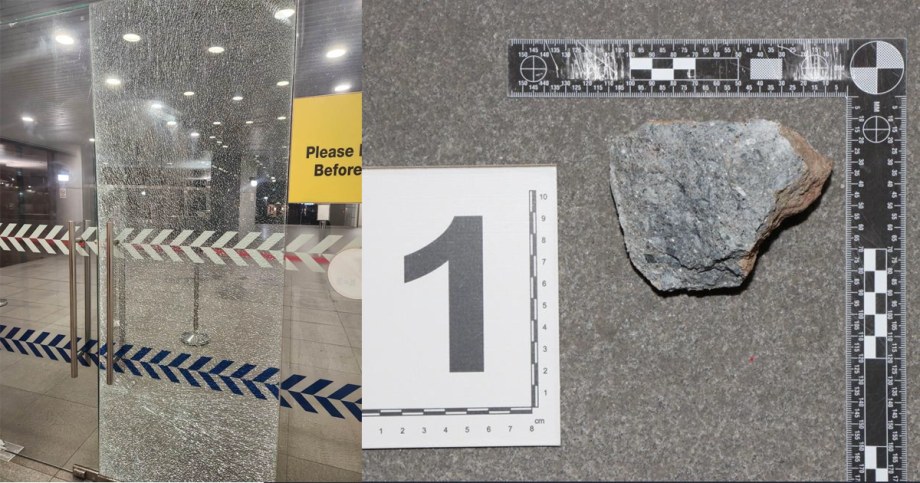 Man throws rock at Police Cantonment Complex glass door, shattering it, Singapore News