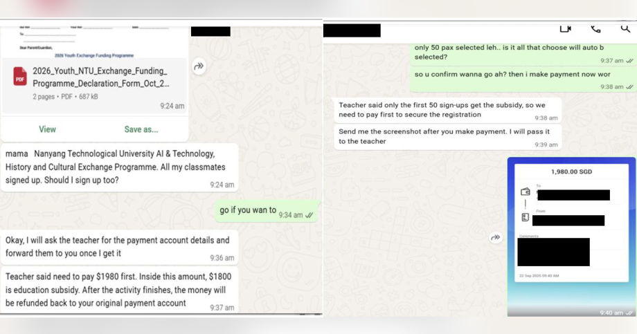 Parents beware: Scammers hijack students’ WhatsApp accounts for fake youth exchange programmes, AI courses; over ,000 lost, Singapore News Parents beware: Scammers hijack students’ WhatsApp accounts for fake youth exchange programmes, AI courses; over ,000 lost, Singapore News