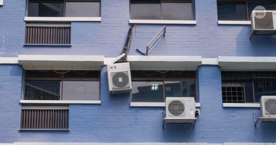 Air-conditioner bracket and compressor come loose, dangle from 5th floor of Tampines flat, Singapore News
