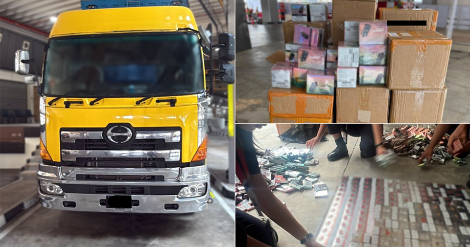 ICA officers unbox goods on Malaysia lorry declared as cardboard, uncovers over 10,400 vapes and pods, Singapore News