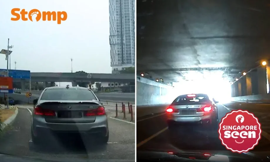 BMW driver flashes middle finger, brakes suddenly at JB CIQ BMW driver flashes middle finger, brakes suddenly at JB CIQ