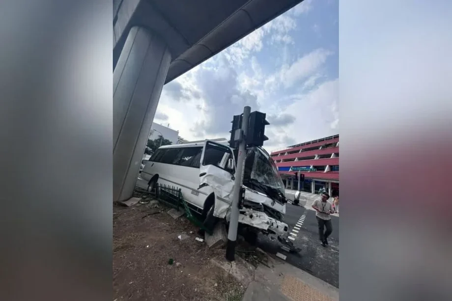 Trapped minibus driver rescued after accident in Bedok