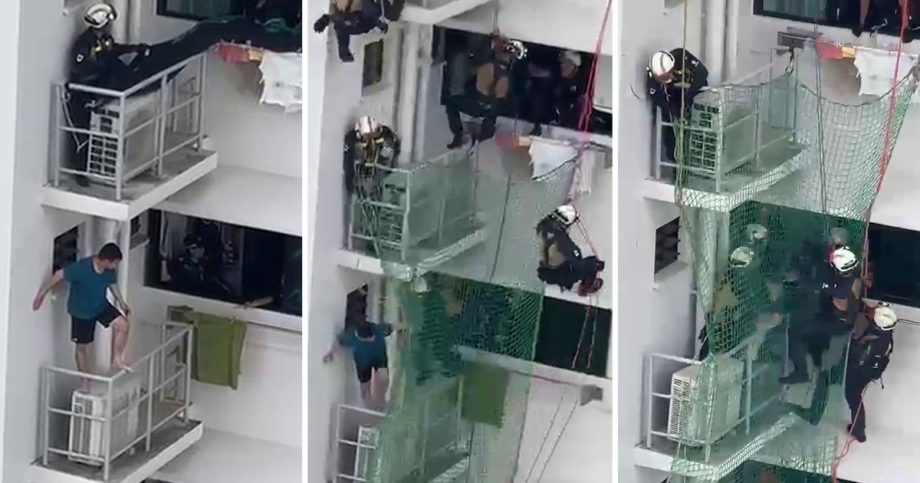SCDF rescues man from Bukit Panjang air-con ledge SCDF rescues man from Bukit Panjang air-con ledge