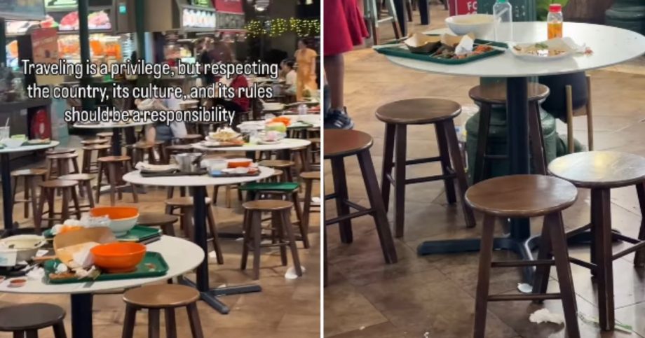 Lau Pa Sat: Tourists leave dirty trays Lau Pa Sat: Tourists leave dirty trays
