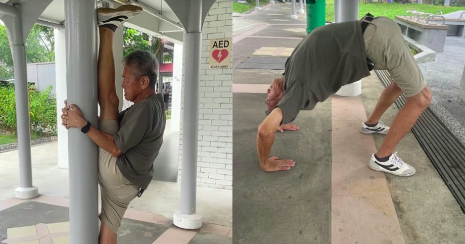 Man, 70, performs standing split on column of Ang Mo Kio walkway: ‘How is he able to do that?’, Singapore News Man, 70, performs standing split on column of Ang Mo Kio walkway: ‘How is he able to do that?’, Singapore News