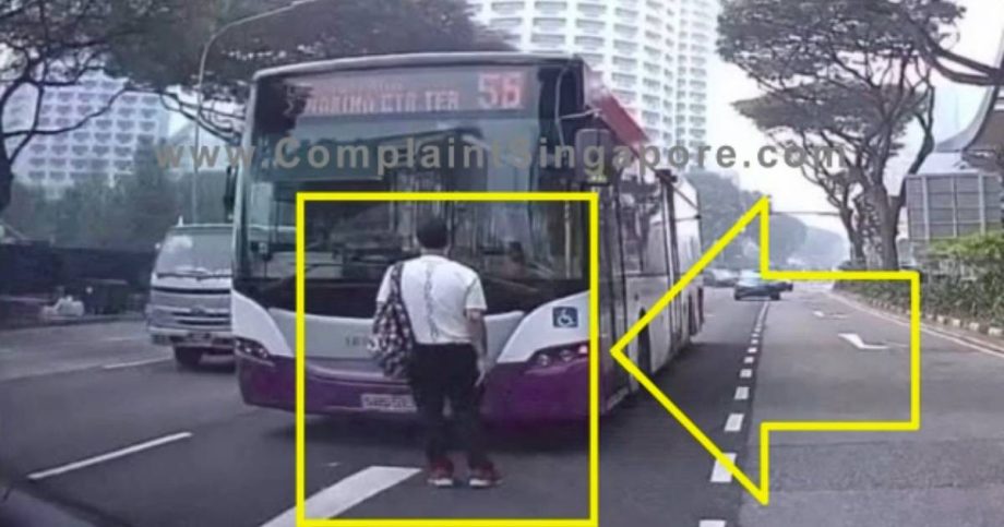 Man stands in middle of road, blocking bus in Bras Basah, Singapore News