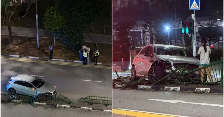 Car crashes into divider in Tampines; woman, 19, assists police Car crashes into divider in Tampines; woman, 19, assists police