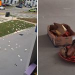 Pig head among mess at Bedok void deck after funeral wake