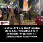 Protest turns into riot in Yogyakarta, Indonesia, as hundreds of black-clad dem…
