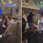 Group of women fight near Singapore River in Clarke Quay