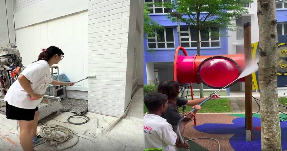 Singapore TikTok users try painting HDB blocks and power washing alongside migrant workers; videos draw mixed reactions, Singapore News Singapore TikTok users try painting HDB blocks and power washing alongside migrant workers; videos draw mixed reactions, Singapore News