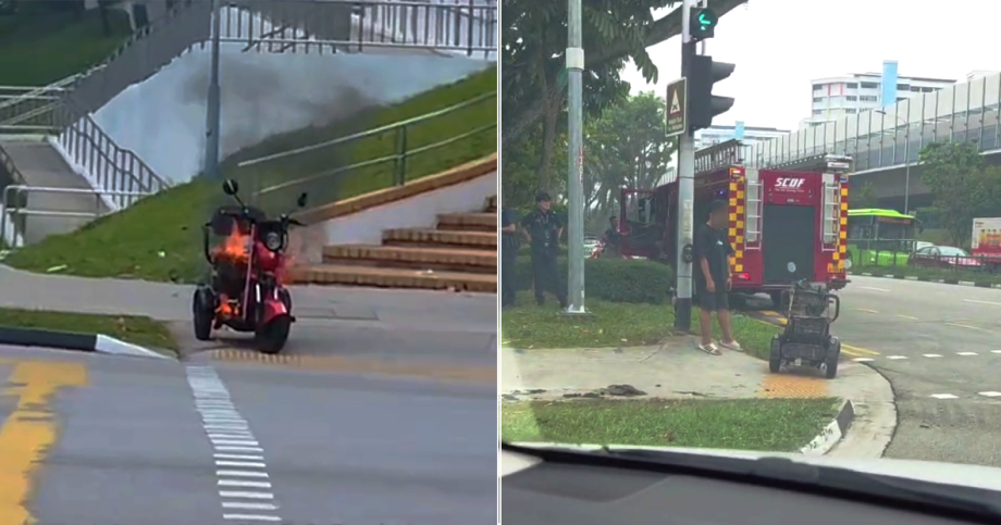 Mobility scooter catches fire in Yishun, no injuries reported , Singapore News Mobility scooter catches fire in Yishun, no injuries reported , Singapore News